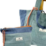 <tc>Pack</tc> Grüne Leinen-Shopper-Tasche und <tc>Kulturtasche</tc>